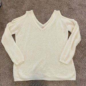 Ivory Open Shoulder Sweater
